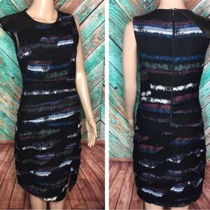 Rag & Bone Black and Silver Sheath Midi Dress Crew Neck Sleeveless